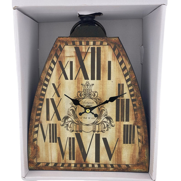 Kettle Bell Clock Industrial Metal Wall Mantel Desk Shelf 9x12.7" NEW - Picture 3 of 13